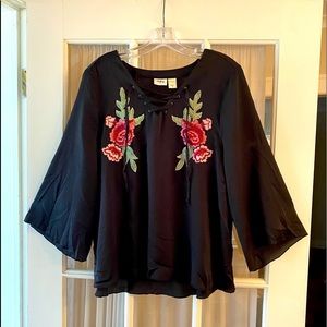 Daytrip long sleeve embroidered blouse